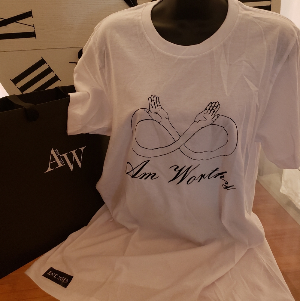 AmWorthy Infinity Unisex Hands Solid White T-Shirt 🚨🚨BLACK FRIDAY SALE!